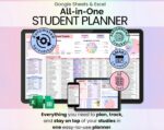 All-in-One Student Planner Google Sheets Excel
